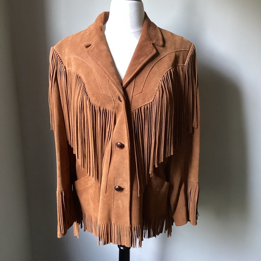 Vintage Pioneer Suede Leather Fringe Jacket in great shape